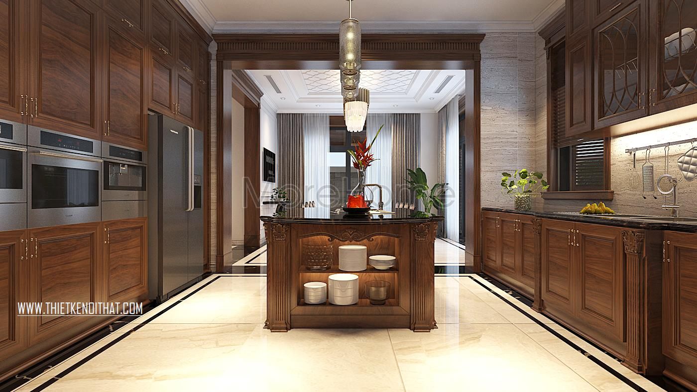 Thiết kế nội thất phòng bếp biệt thự Vinhomes GreenBay HL30 